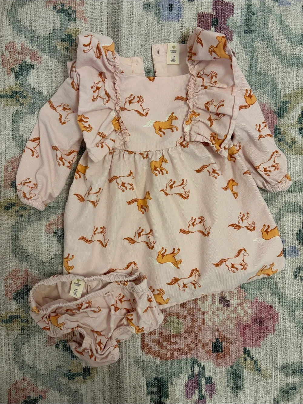 Tucker + Tate Pink Cord Horse Dress with Bloomers